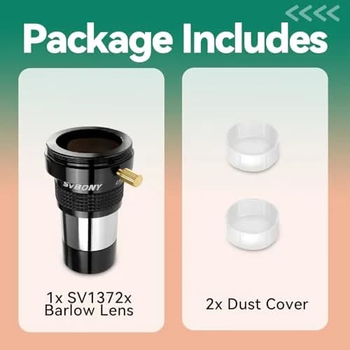 SVBONY SV137 2x Barlow Lens 1.25 inch (31.75mm) | Doubles Magnification for Telescopes thumbnail 9