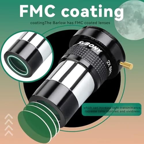 SVBONY SV137 2x Barlow Lens 1.25 inch (31.75mm) | Doubles Magnification for Telescopes thumbnail 2