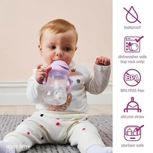b.box Sippy Cup with Weighted Straw, Toddler Straw Cup, Spill Proof, 237ml (8oz) | Innovative Weighted Straw for All Angles thumbnail 3