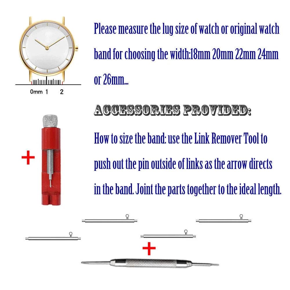 Juntan 20mm Stainless Steel Watch Band Black | Curved Ends Tapered Metal Watch Strap with Deployment Clasp thumbnail 8