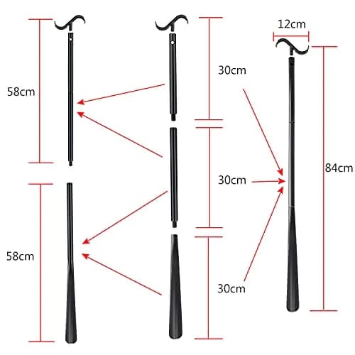 JJDPARTS 35" Long Dressing Stick with Shoe Horn & Sock Remover | Adjustable Reach Aid thumbnail 3