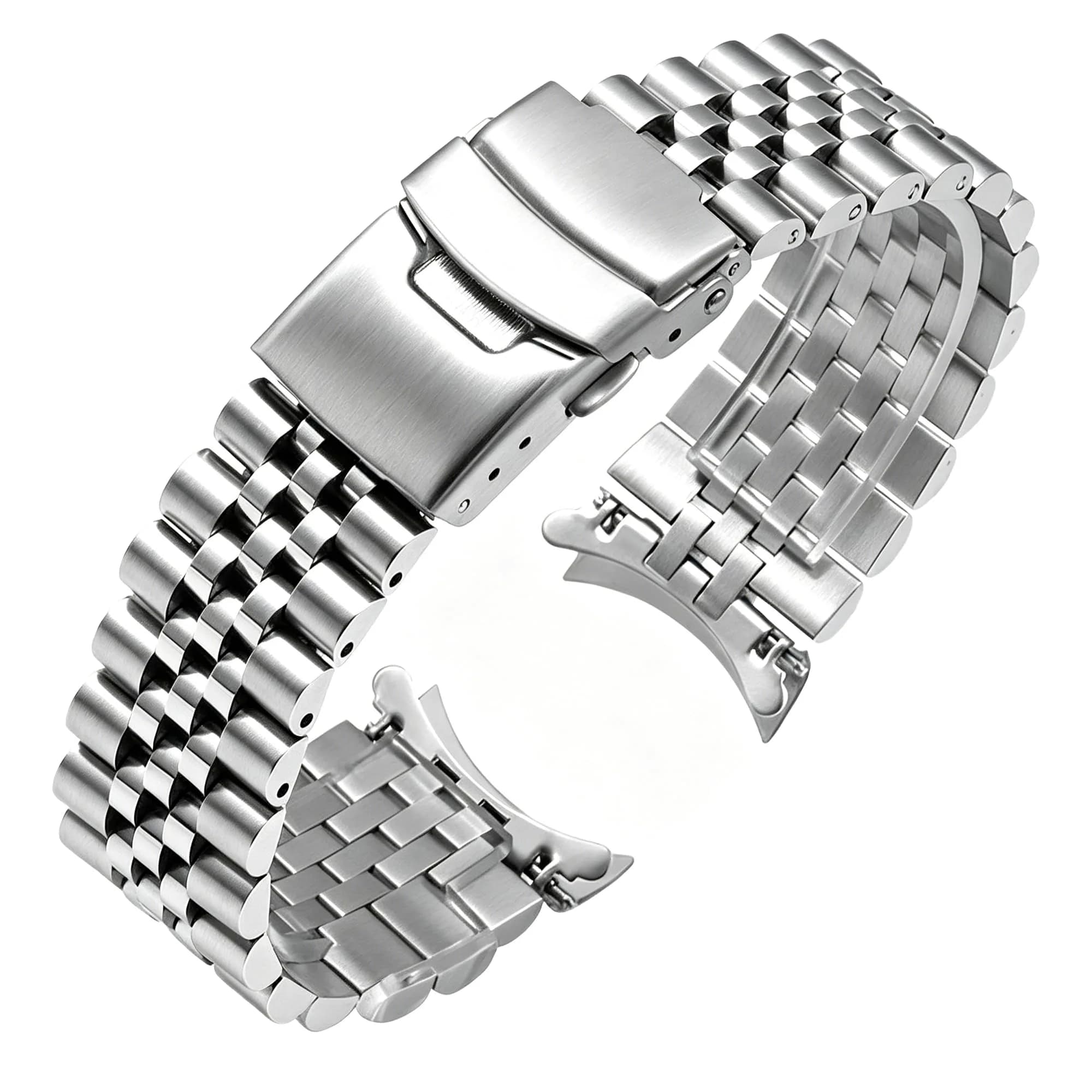 Juntan 20mm Stainless Steel Watch Band | Jubilee Style Metal Bracelet Replacement with Double Flip Lock Clasp - main product image