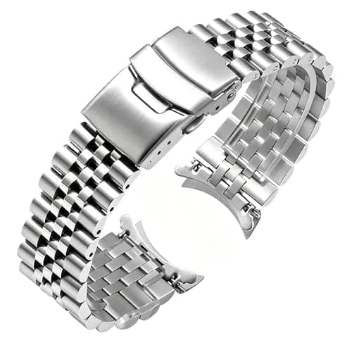 Juntan 20mm Stainless Steel Watch Band | Jubilee Style Metal Bracelet Replacement with Double Flip Lock Clasp thumbnail 1