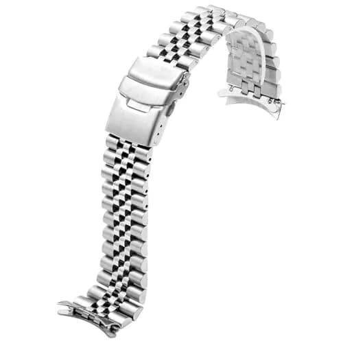 Juntan 20mm Stainless Steel Watch Band | Jubilee Style Metal Bracelet Replacement with Double Flip Lock Clasp thumbnail 2