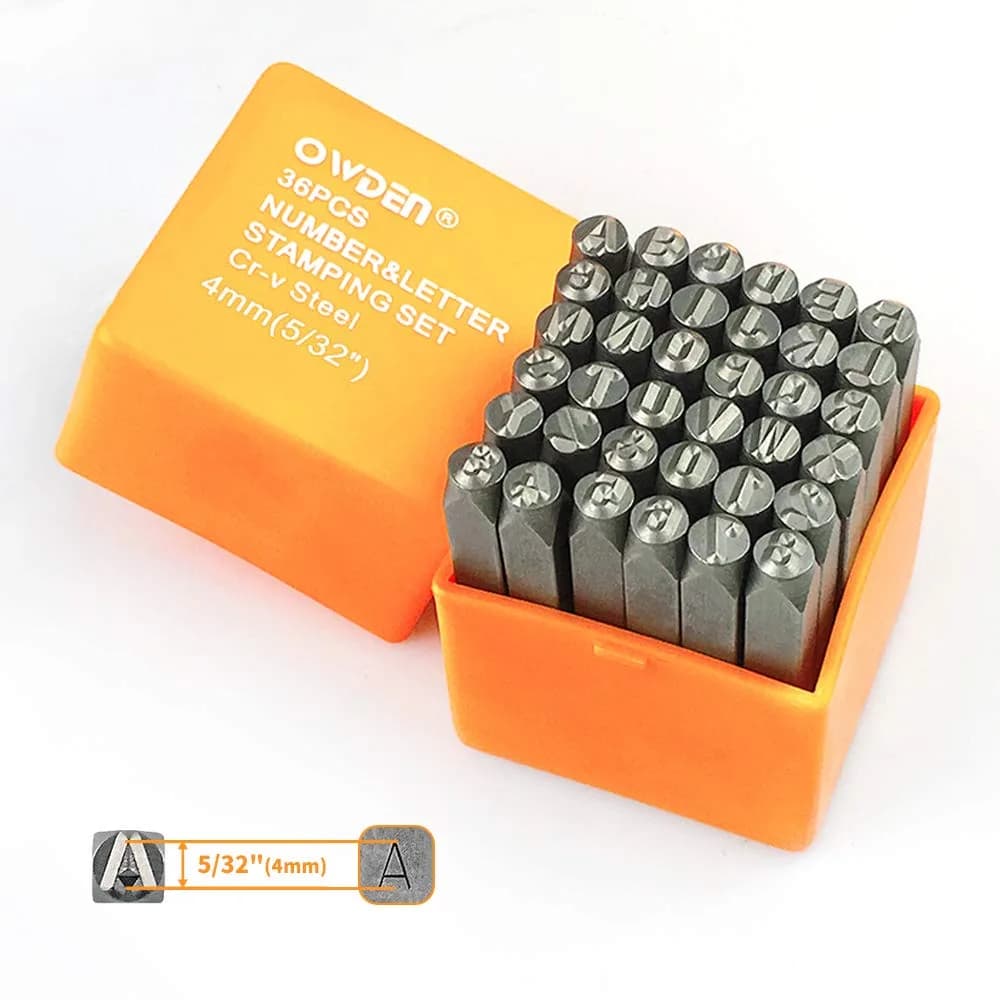 OWDEN Steel Metal Stamping Kit 36Pcs. Alloy Steel (5/32” 4mm) | High-Quality Punch Set for Jewelry & Crafts