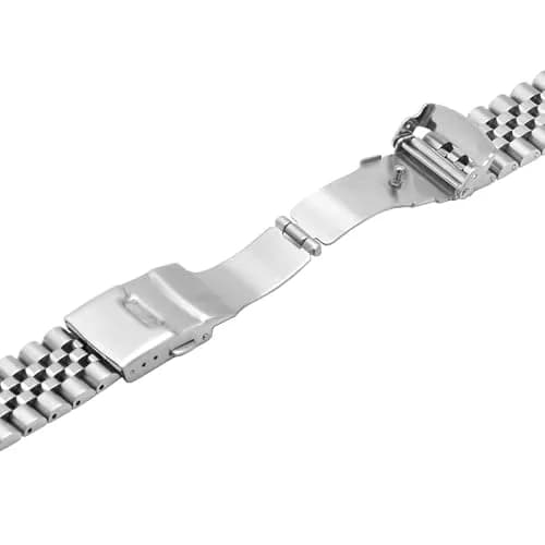 Juntan 22mm Stainless Steel Watch Band Curved Ends, Metal Tapered Watch Strap with Deployment Clasp | Solid Half-Moon 5 Beads thumbnail 6