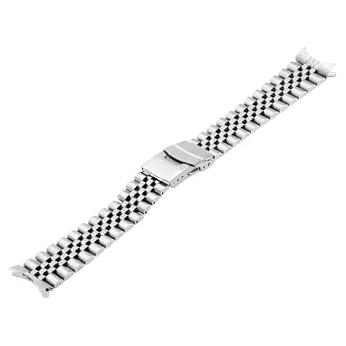 Juntan 22mm Stainless Steel Watch Band Curved Ends, Metal Tapered Watch Strap with Deployment Clasp | Solid Half-Moon 5 Beads thumbnail 3
