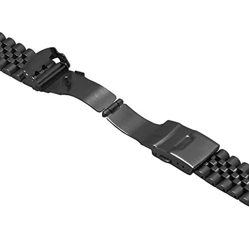 Juntan 22mm Stainless Steel Watch Band Curved Ends, Tapered Metal Bracelet | Black thumbnail 4