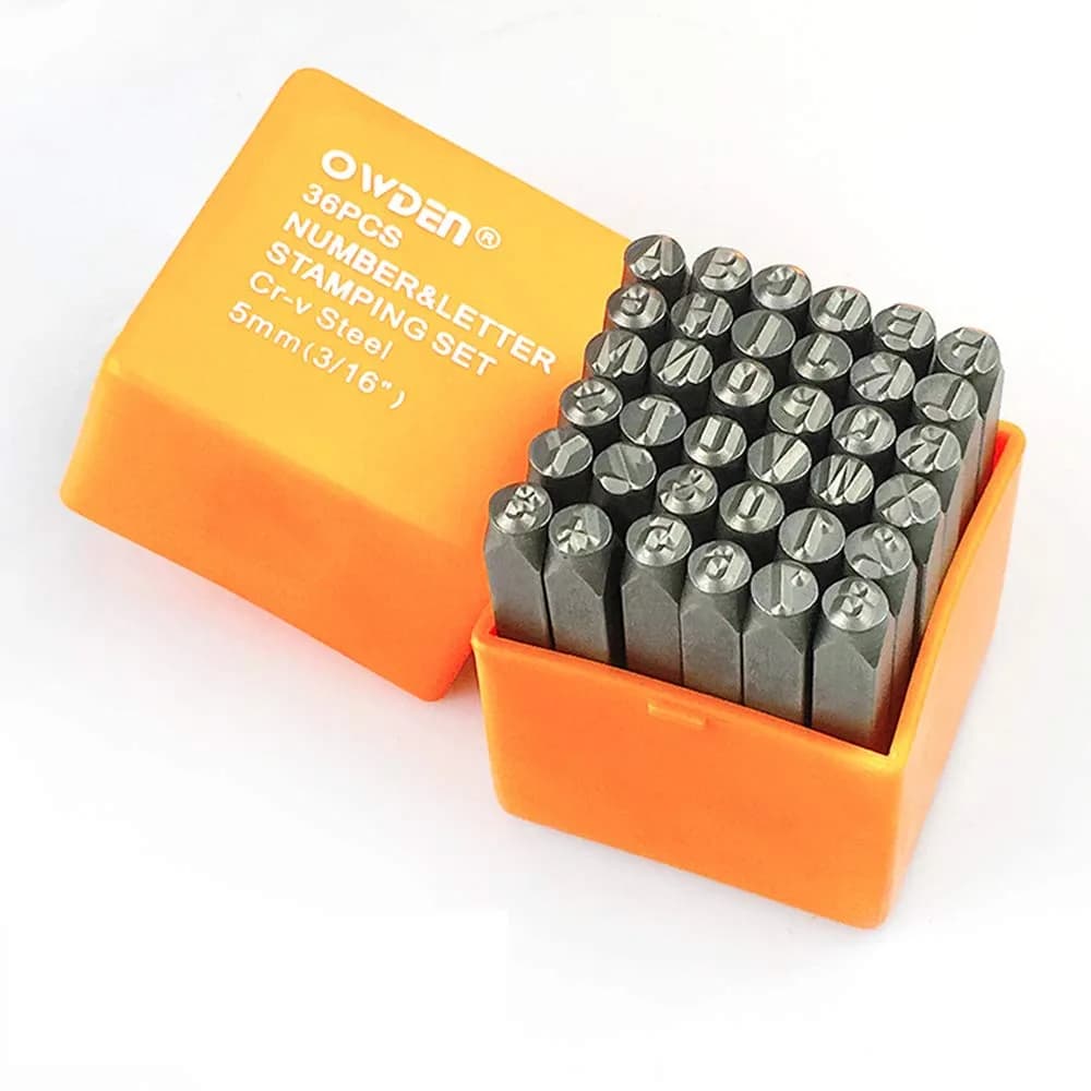OWDEN Steel Metal Stamps Set, 36Pcs, Alloy Steel, 5mm (3/16") | Durable for Jewelry & Metal Craft