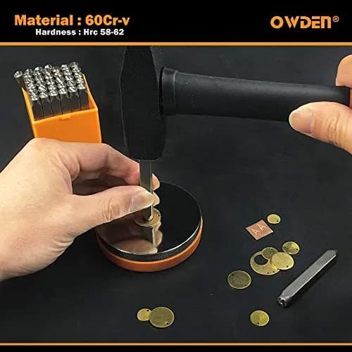 OWDEN Steel Metal Stamps Set, 36Pcs, Alloy Steel, 5mm (3/16") | Durable for Jewelry & Metal Craft thumbnail 3