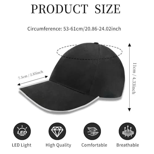 JIGUOOR LED Baseball Cap with USB Rechargeable Battery | Multicolour, One Size thumbnail 4