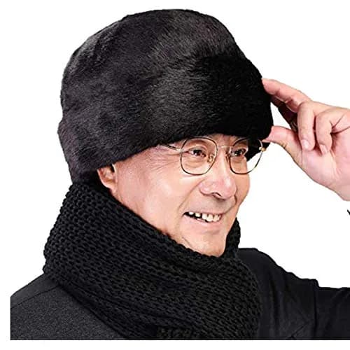 IYWISH Men's Trapper Hat Winter Faux Fur Ushanka with Ear Flaps | Black thumbnail 1