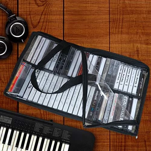 Evelots Cassette Tape Storage Bag Organizer with Handles - Holds 50 Tapes - 43.18 cm (17.5 inches) L x 8.89 cm (3.5 inches) W x 22.86 cm (9 inches) H thumbnail 2