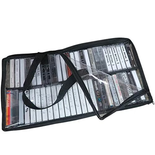 Evelots Cassette Tape Storage Bag Organizer with Handles - Holds 50 Tapes - 43.18 cm (17.5 inches) L x 8.89 cm (3.5 inches) W x 22.86 cm (9 inches) H thumbnail 3