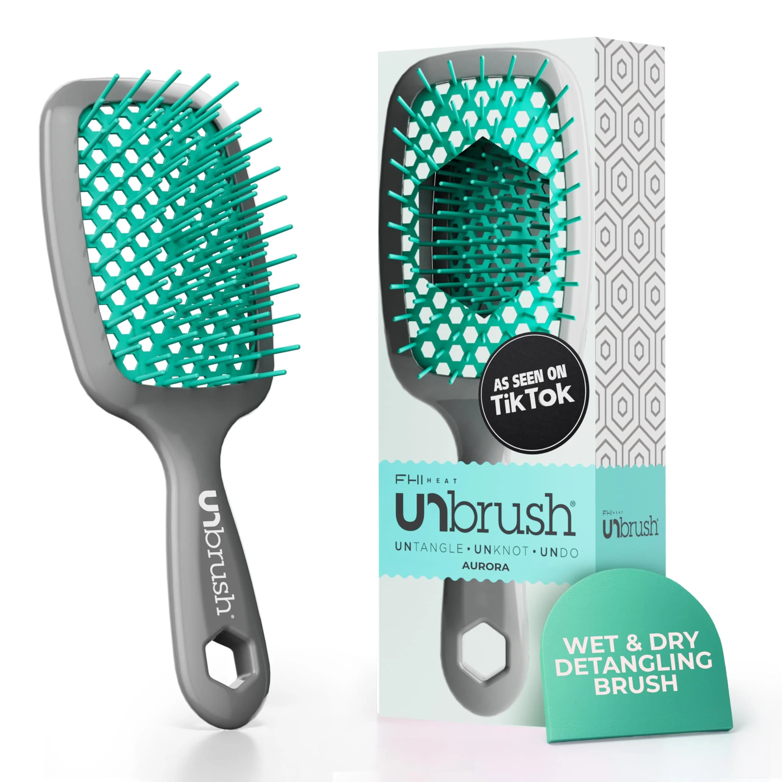FHI Heat UNbrush Detangling Brush for Wet & Dry Hair | Anti-Static, Vented Cushion, Lightweight