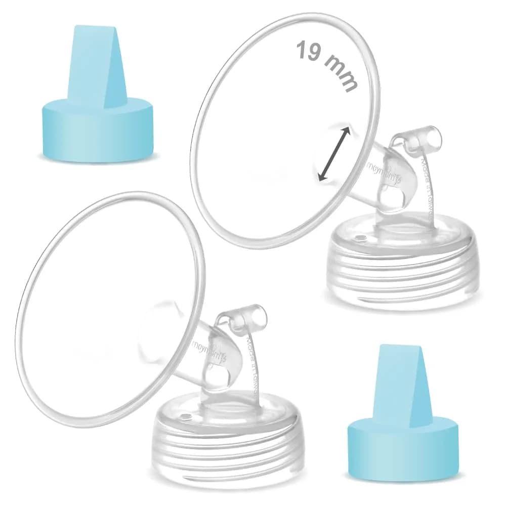 Maymom Wide Mouth Flange 19mm Blue Valve Compatible with Spectra & Ameda Pumps | BPA-Free, 2 Count