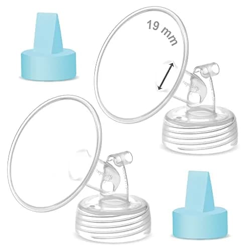 Maymom Wide Mouth Flange 19mm Blue Valve Compatible with Spectra & Ameda Pumps | BPA-Free, 2 Count thumbnail 1
