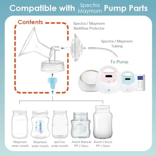 Maymom Wide Mouth Flange 19mm Blue Valve Compatible with Spectra & Ameda Pumps | BPA-Free, 2 Count thumbnail 2