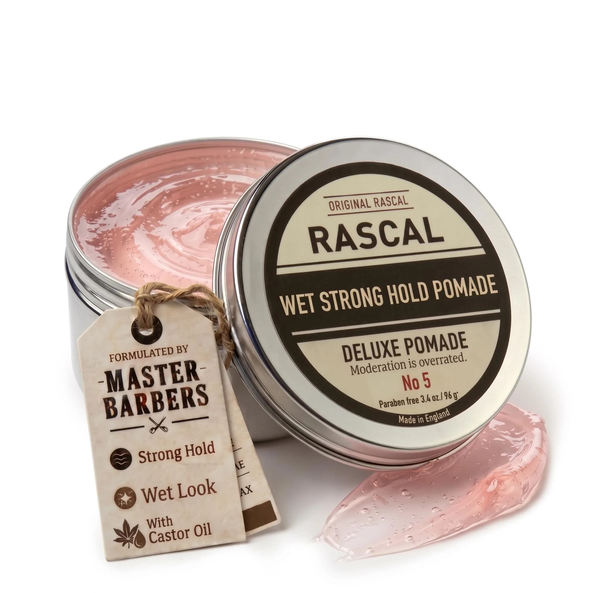 Rascal Men's Grooming Original Pomade #4 3.4oz | Light Hold Wet Look High Shine — Original