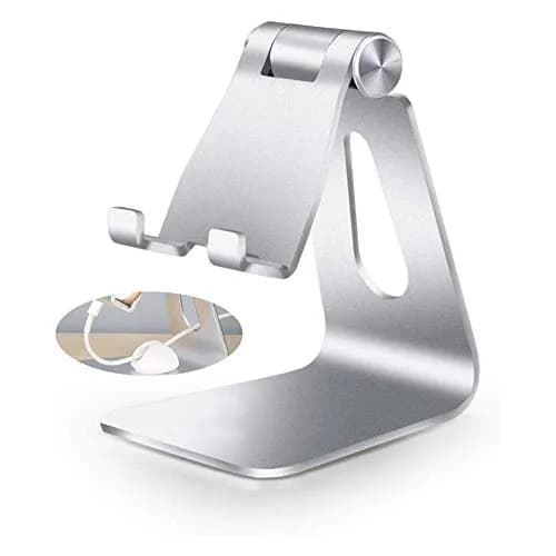 Emoly Portable Electronic Device Stand Silver | Adjustable, Heavy-Duty Aluminum, Universal Compatibility thumbnail 1