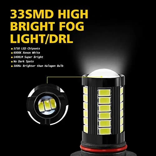 AUXLIGHT 9006 HB4 9006LL 9006XS LED Fog Light Bulbs 6000K Xenon White | Super Bright 2800 Lumens, 33-SMD Chips, Waterproof IP67 thumbnail 4