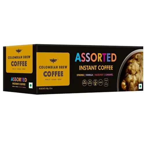 Colombian Brew Assorted Instant Coffee Powder Box (80g) | Strong, Vanilla, Hazelnut, Caramel, Gift Pack thumbnail 5
