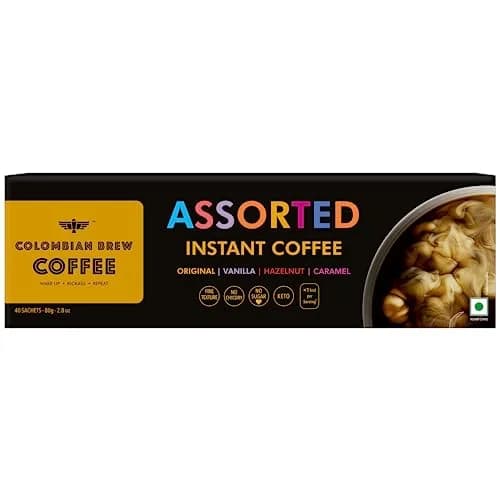 Colombian Brew Assorted Instant Coffee Powder Box (80g) | Strong, Vanilla, Hazelnut, Caramel, Gift Pack thumbnail 6