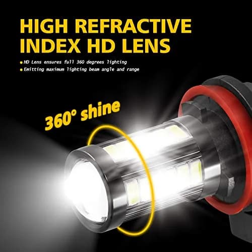 AUXLIGHT H11 H8 H11LL H8LL H16 LED Fog Light Bulbs 6000K Xenon White | Super Bright 2800 Lumens, 33-SMD Chips, 9-30V thumbnail 5