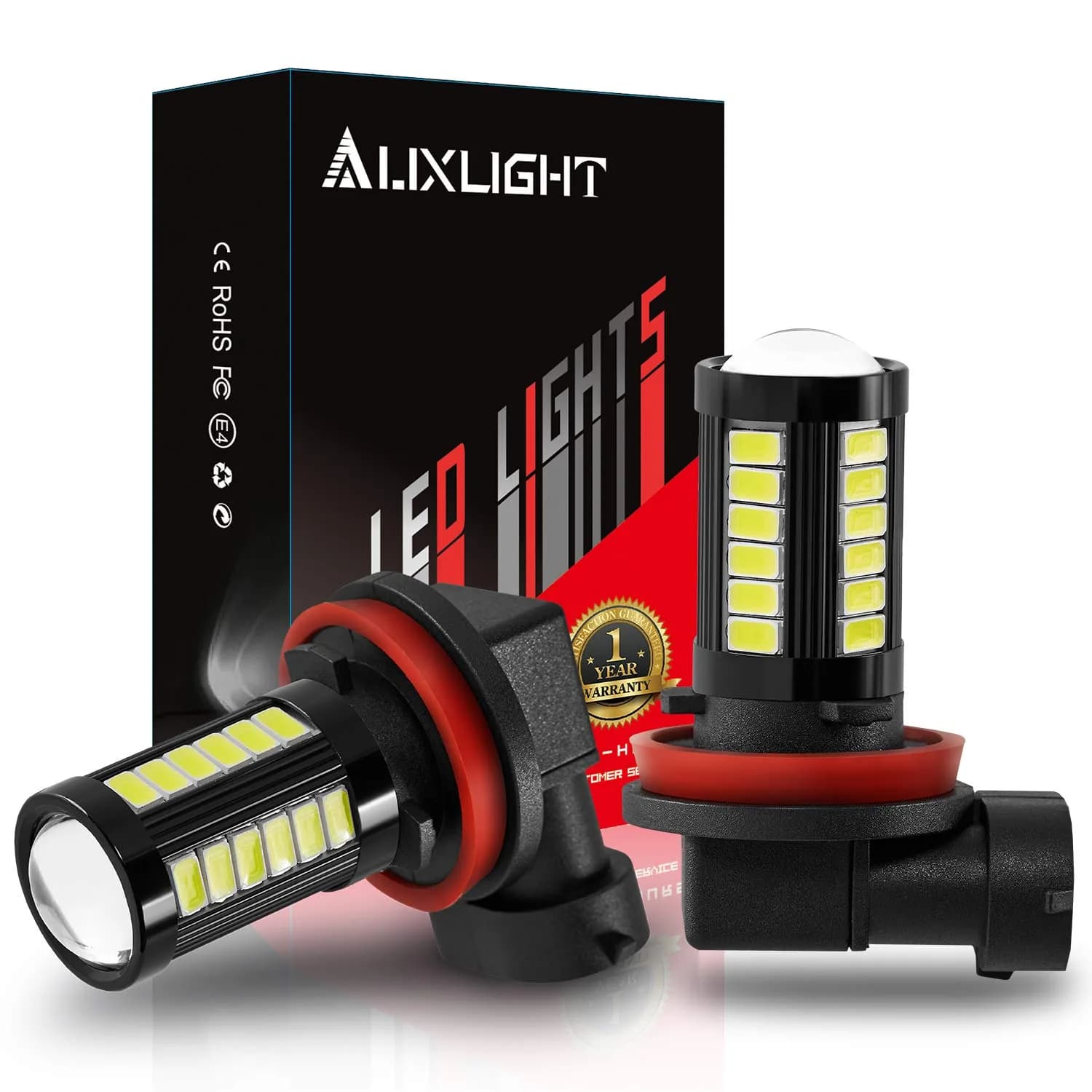AUXLIGHT H11 H8 H11LL H8LL H16 LED Fog Light Bulbs 6000K Xenon White | Super Bright 2800 Lumens, 33-SMD Chips, 9-30V - main product image