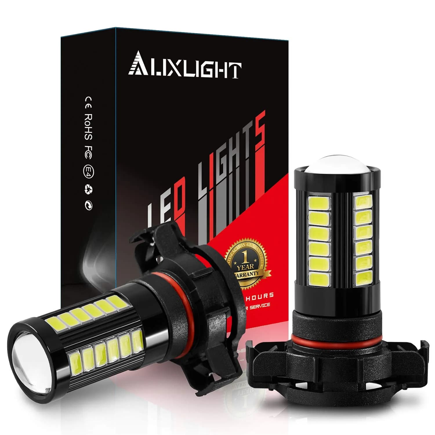 AUXLIGHT 5202 5201 12085 9009 H16 LED Fog Light Bulbs 6000K Xenon White | Super Bright 2800 Lumens, Pack of 2 — 5202 / 5201