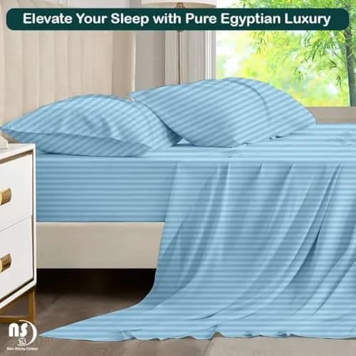 NON Sticky cotton Egyptian Cotton King Sheet Set | Hotel Quality Breathable Bedding (78"x80") thumbnail 6