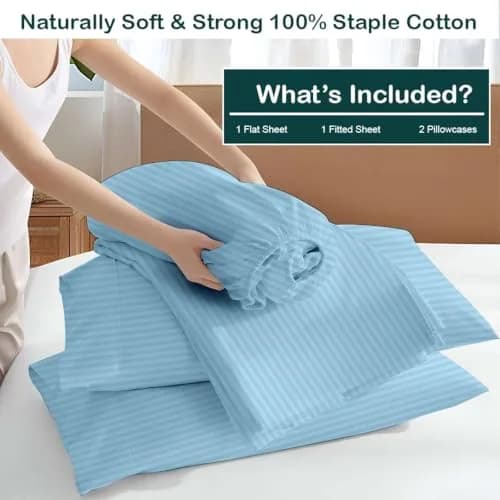 NON Sticky cotton Egyptian Cotton King Sheet Set | Hotel Quality Breathable Bedding (78"x80") thumbnail 3
