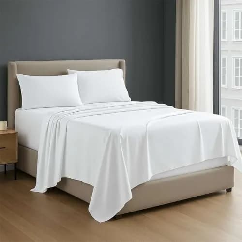 NON Sticky cotton Egyptian Cotton Queen Sheet Set | Hotel Quality Breathable Bedding (70-120 chars) thumbnail 1