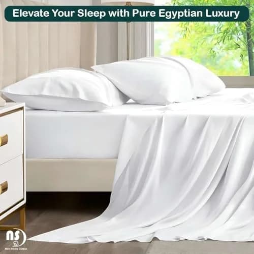 NON Sticky cotton Egyptian Cotton Queen Sheet Set | Hotel Quality Breathable Bedding (70-120 chars) thumbnail 6