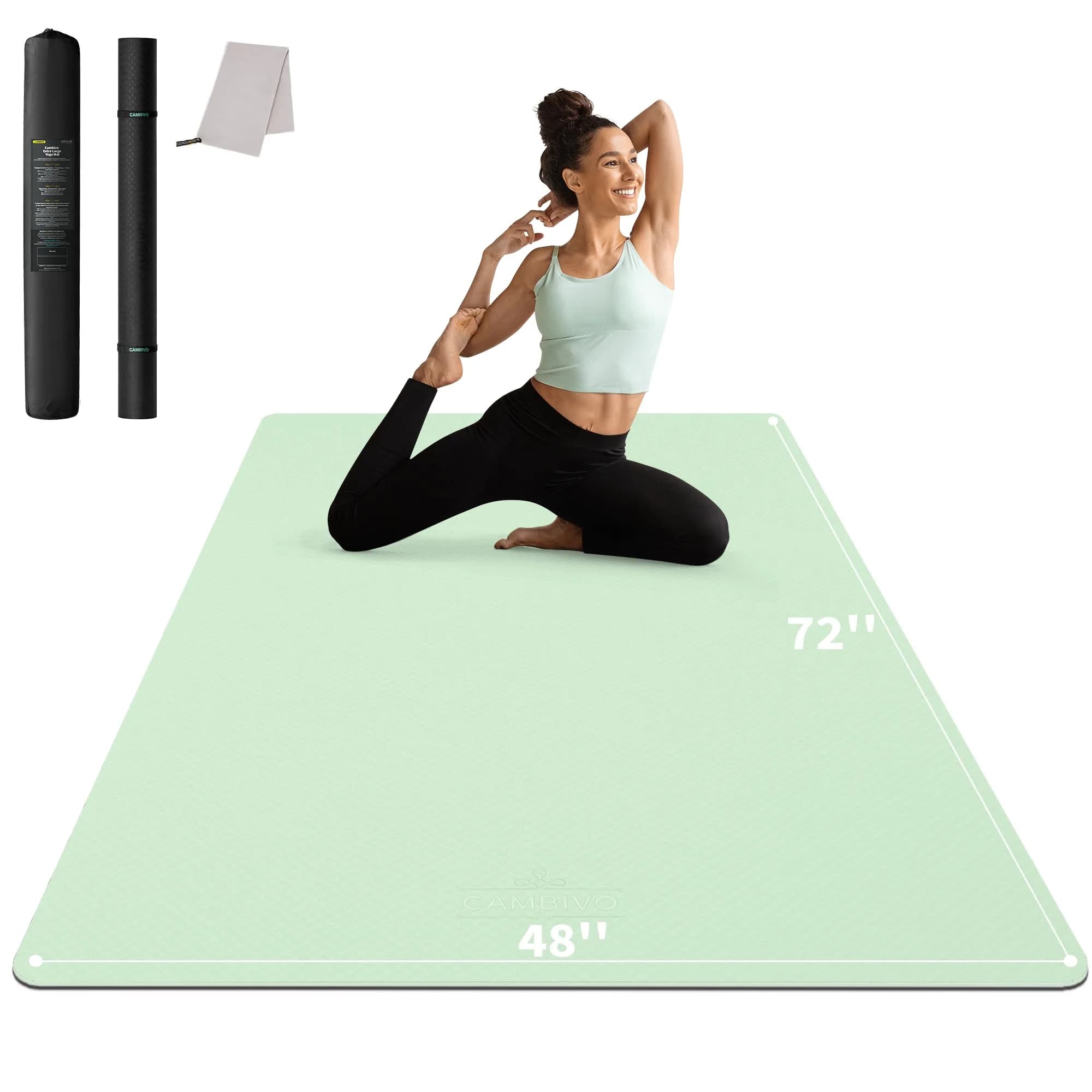 CAMBIVO Extra Wide Yoga Mat 183cm x 122cm (6'x 4') | Non-Slip TPE Cushioning for Joint Relief - main product image