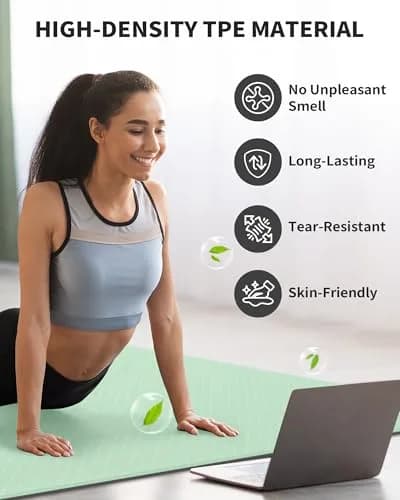 CAMBIVO Extra Wide Yoga Mat 183cm x 122cm (6'x 4') | Non-Slip TPE Cushioning for Joint Relief thumbnail 5