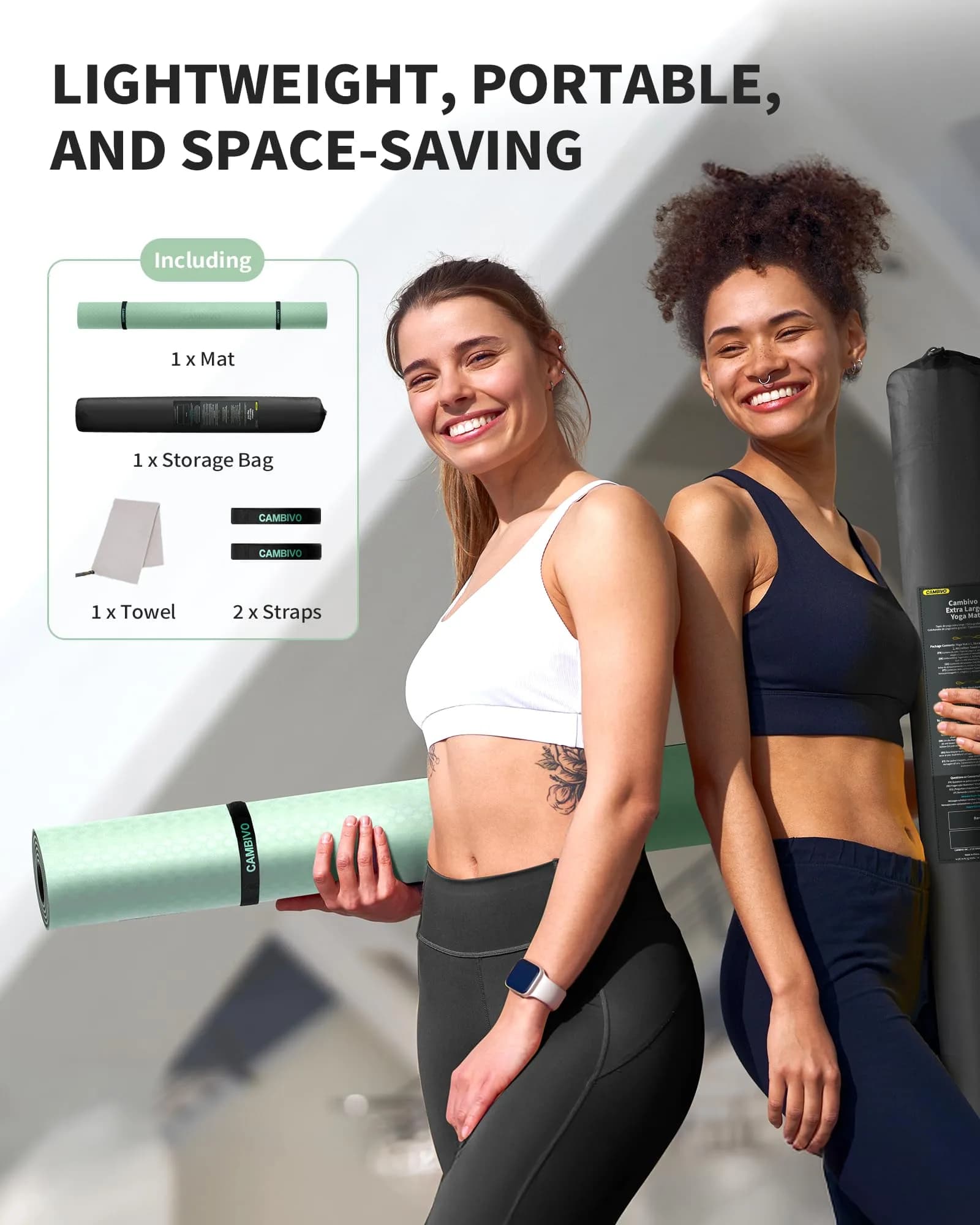 CAMBIVO Extra Wide Yoga Mat 183cm x 122cm (6'x 4') | Non-Slip TPE Cushioning for Joint Relief - view 6