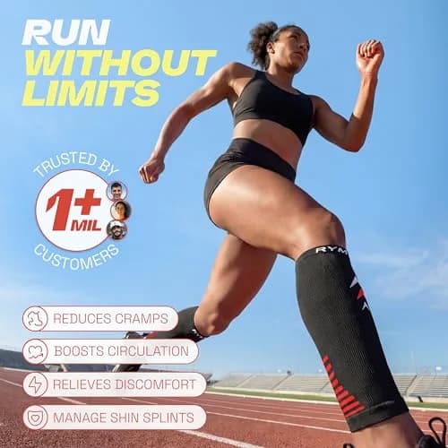 Rymora Calf Compression Sleeves Pair Black Medium | Graduated Support for Shin Splints & Recovery thumbnail 2