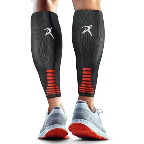 Rymora Calf Compression Sleeves Pair Black Medium | Graduated Support for Shin Splints & Recovery - main product image