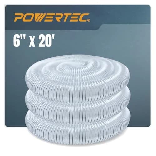 POWERTEC 6 Inch x 20 Feet Dust Collection Hose | Flexible PVC for Woodworking Systems thumbnail 1