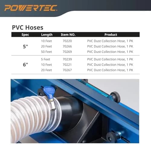 POWERTEC 6 Inch x 20 Feet Dust Collection Hose | Flexible PVC for Woodworking Systems thumbnail 8