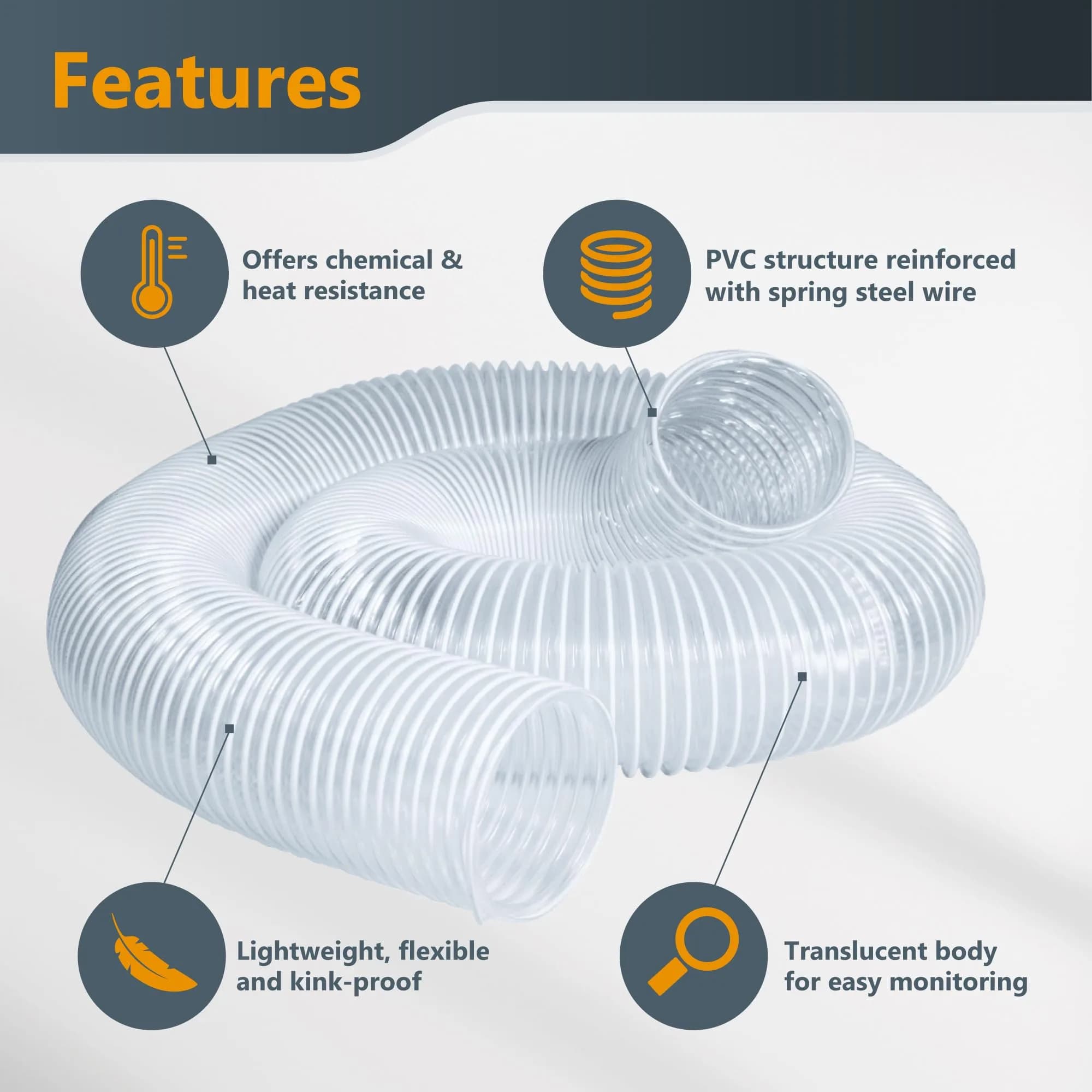 POWERTEC 6 Inch x 20 Feet Dust Collection Hose | Flexible PVC for Woodworking Systems - view 9