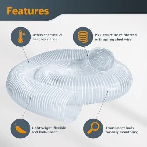 POWERTEC 6 Inch x 20 Feet Dust Collection Hose | Flexible PVC for Woodworking Systems thumbnail 9