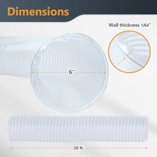 POWERTEC 6 Inch x 20 Feet Dust Collection Hose | Flexible PVC for Woodworking Systems thumbnail 2