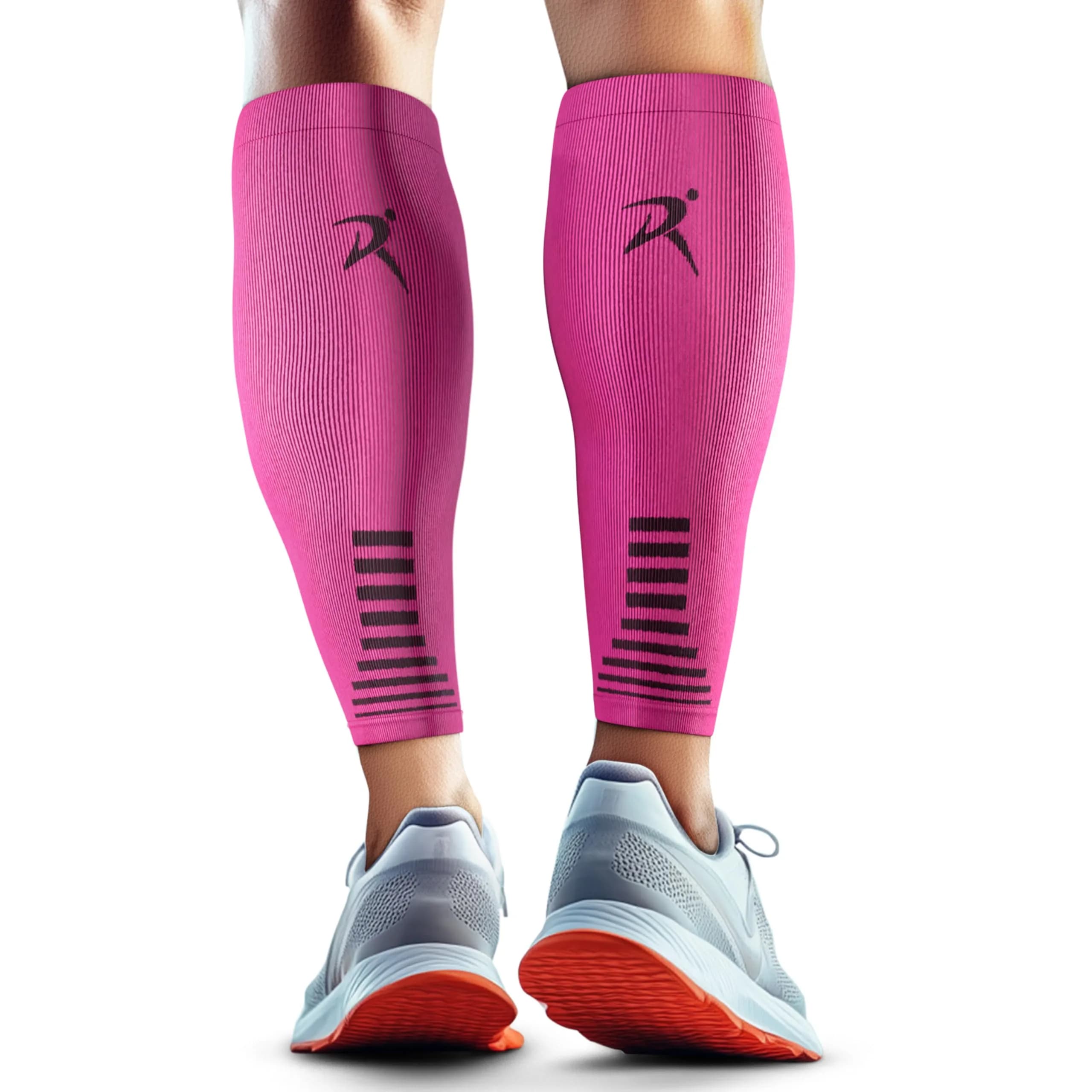 Rymora Calf Compression Sleeves for Women & Men (Pair) (Hot Pink) (Large) | Graduated Support for Shin Splints & Recovery