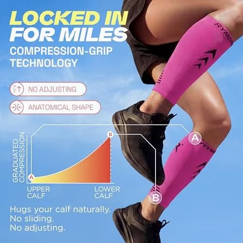 Rymora Calf Compression Sleeves for Women & Men (Pair) (Hot Pink) (Large) | Graduated Support for Shin Splints & Recovery thumbnail 6