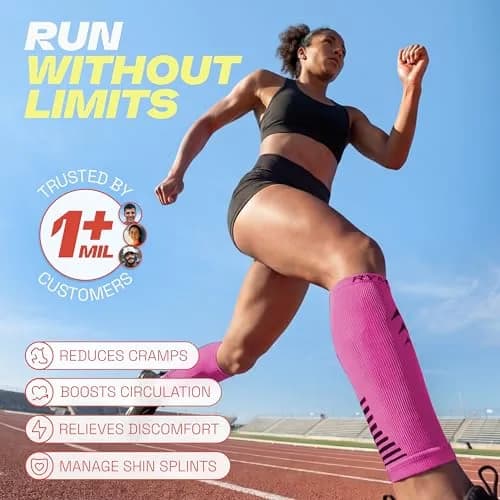 Rymora Calf Compression Sleeves for Women & Men (Pair) (Hot Pink) (Large) | Graduated Support for Shin Splints & Recovery thumbnail 2
