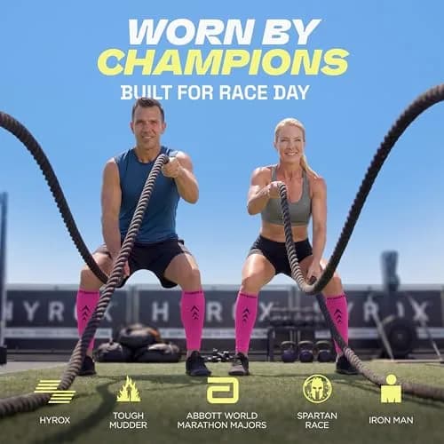 Rymora Calf Compression Sleeves for Women & Men (Pair) (Hot Pink) (Large) | Graduated Support for Shin Splints & Recovery thumbnail 3