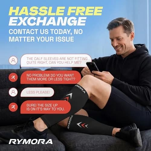 Rymora Calf Compression Sleeves for Men & Women (Pair) Black Small | Graduated Compression for Shin Splints & Recovery thumbnail 9