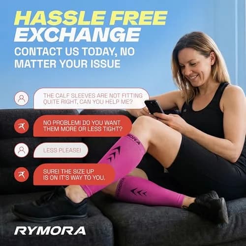 Rymora Calf Compression Sleeves for Women & Men (Pair) Hot Pink XL | Graduated Support for Shin Splints & Recovery thumbnail 9